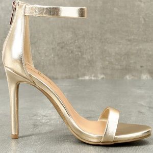 Search the Stars Gold Ankle Strap Heels